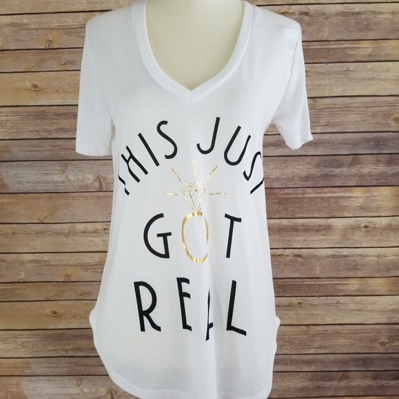 Mighty Fine Tops - This Just Got Real Engagement T Shirt Flowy